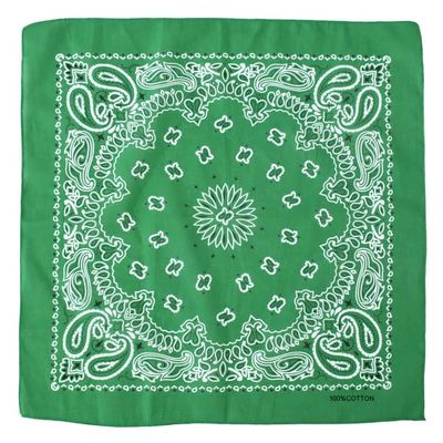 Dobbelsidig Bandana i 100% Bomull – Paisleymønster 55x55 cm, Grønn
