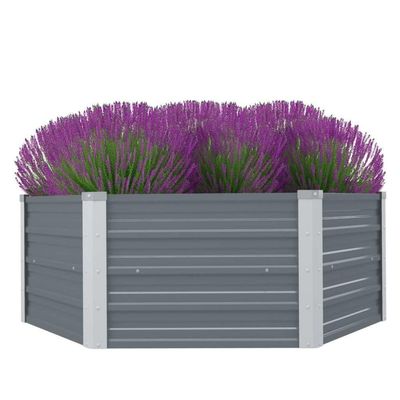 vidaXL Forhøyet hagebed 129x129x46 cm galvanisert stålgrå