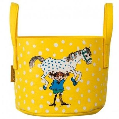 Pippi oppbevaringskurv Pippi og hesten, gul 17 liter