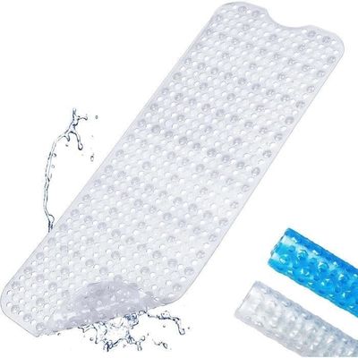 Sklisikker badekarmatte, 40×100 cm dusjmatte med sugekopper og dreneringshull PVC muggfri vaskbar