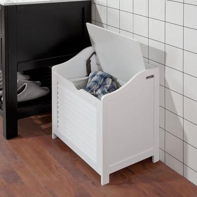 SoBuy Vasketøjskurv med siddeplads, hvid,FSR40-W