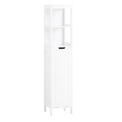 SoBuy Badeværelsesskab med vasketøjskurv 30x30x145cm - Stilfuldt og funktionelt BZR123-W