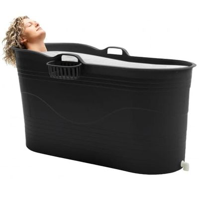 HelloBath® Bath Bucket XL 122 cm – Sammenklappelig Badebalje til Voksne & Børn – Med Afløbsslange & Tilbehør