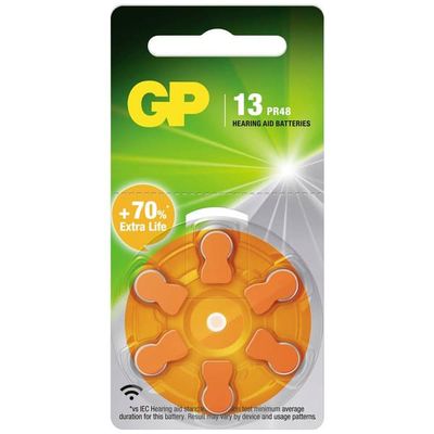 GP Hörapparatbatterier ZA 13 1.4 V 6 st Zink-luft PR48