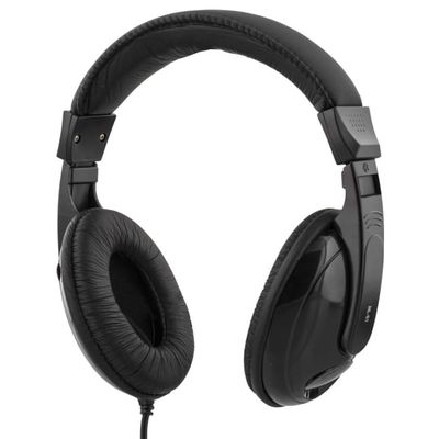 DELTACO hodetelefoner med volumkontroll, 2,5 m kabel, svart (HL-51)