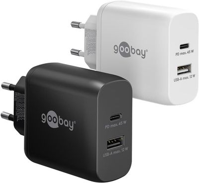 USB-C™ PD GaN dobbelt hurtigoplader (45 W) sort