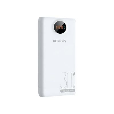 Romoss Pro Powerbank 20000 mAh med PD 30 W og LED-display - Hvit