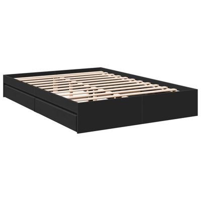 vidaXL Sengeramme med skuffer betonggrå 150x200 cm konstruert tre