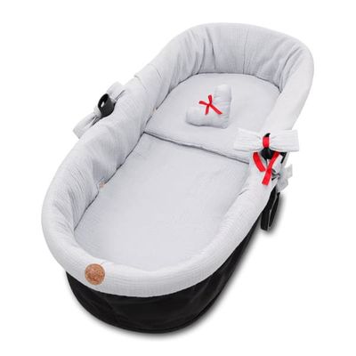Kant för barnvagnar - överdrag till babybadbo barnvagnstillbehör set 3 stycken med kudde och muslinmadrass