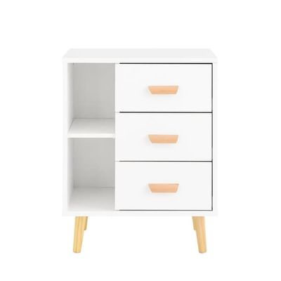SoBuy Smalt natbord 48x40x60cm – Multifunktionelt nattduksbord med 3 lådor | Til soveværelse & stue | Hvid FBT95-W