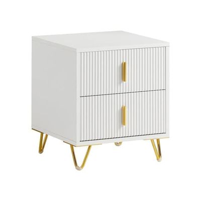 SoBuy Smalt natbord 40x40x47cm –2 skuffer | Hvid FBT115-W