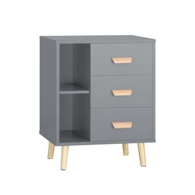 SoBuy Smalt natbord 48x40x60cm – Multifunktionelt nattduksbord med 3 lådor | Til soveværelse & stue | Grå FBT95-HG