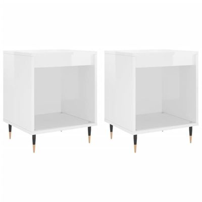 vidaXL Nattbord 2 stk høyglans hvit 40x35x50 cm konstruert tre