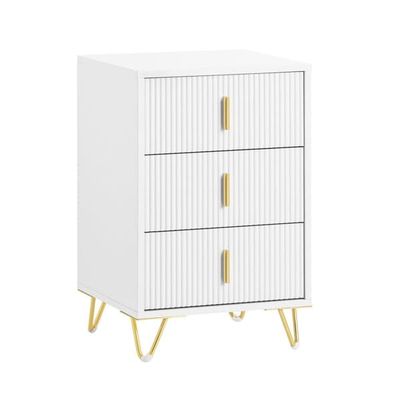 SoBuy Smalt natbord 40x40x63cm – 3 skuffer | Hvid FBT115-L-W