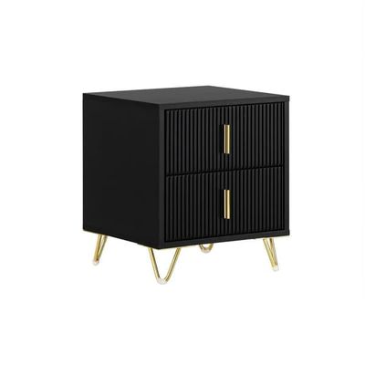 SoBuy Smalt natbord 40x40x47cm – 2 skuffer | Sort FBT115-SCH
