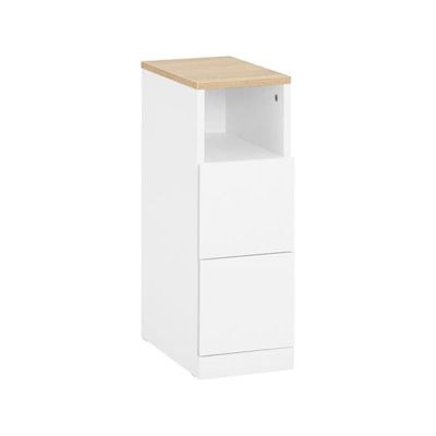 SoBuy Smalt natbord 20x35x60cm – Med skuffe og hylder | Til soveværelse & stue | Hvid FBT149-WN