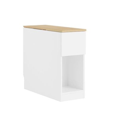 SoBuy Smalt sängbord med låda och hylla – Kompakt sidobord | Vit/Natur 25x65x60cm FBT162-WN