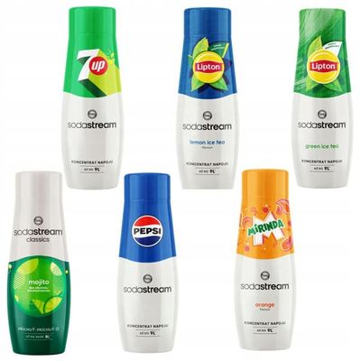 SODASTREAM SIRUPSÆT PEPSI, MIRINDA, 7UP, MOJITO, LIPTON CITRON, GRØN