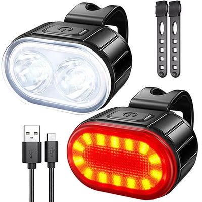 Sykkellykter Foran og Bak LED USB-oppladbare Vanntette