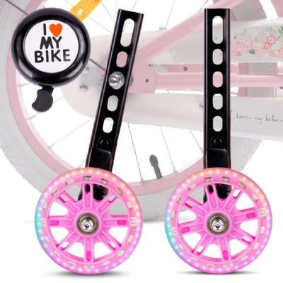 LED-ljus justerbara stödjhjul till barncykel 12–20 tum Cykelring Set