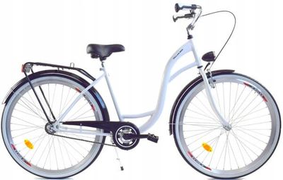 Dallas Bike 26 Tums Flickcykel - Vit ram, svarta hjul, tillbehör ingår