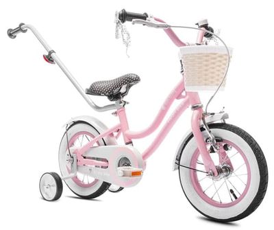 sun baby HEART BIKE Barncykel 12 tum - Korg, Handtag, Sidohjul - Rosa