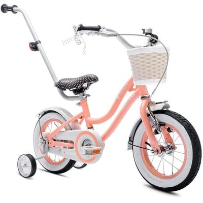 sun baby HEART BIKE Barncykel 12 tum - Korg, Handtag, Sidohjul - Aprikos