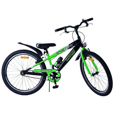 Børnecykel - Volare - Sportivo børnecykel - 24 tommer - Sort Grøn - To håndbremser