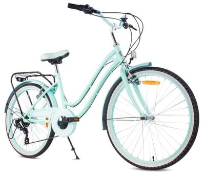 sun baby HEART BIKE Barncykel 24 tum - 7 växlar Shimano -pakethållare, stänkskärmar i metall, V-broms, kedjeskydd - Mint