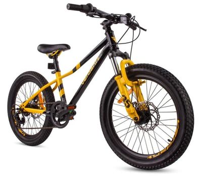 Verdant Bike Lasten polkupyörä pojille 20 tuuman pyöräkoko valittavana 6-nopeuksinen Shimano pyörä lapsille 6-10 vuotta (Musta Keltainen)