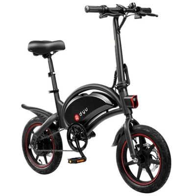 Mini foldbar elcykel DYU D3F, 14 tommer, motor 36V 250W, batteri 10Ah - sort