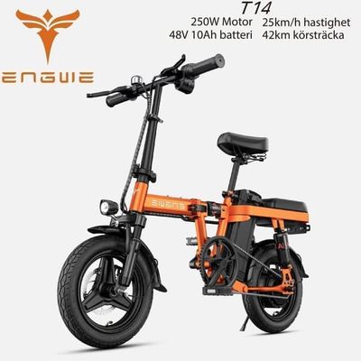 ENGWE T14 250W motor, 10AH batteri, 25km/h hastighet, 42km räckvidd, 14” däck, skivbroms, elcykel för vuxna