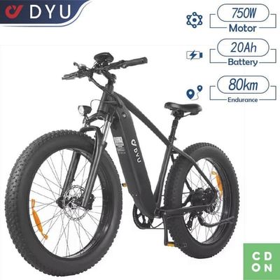 Elcykel - DYU KING750 - Räckvidd 80 km - Batteri 48V 20Ah - 26-tums terrängdäck - Motor 750W