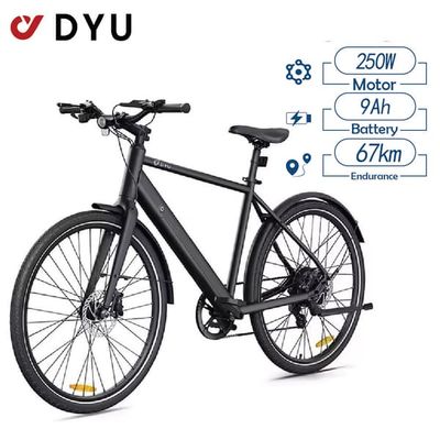 DYU Stroll-1 elcykel, 250W motor, topphastighet 25 km/h, 36V 9Ah batteri, 67km Max räckvidd, hydrauliska bromsar -Svart