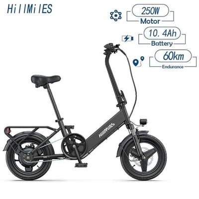 Elcykel - HillMiles Mile 1 250W Motor -36V 10.4AH Batteri-25Km/h Maxhastighet-60Km Räckvidd-Vikbar -Svart