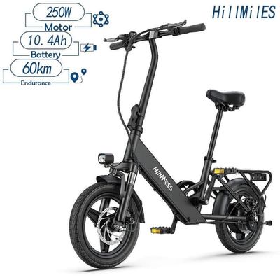 Hopfällbar elcykel - HillMiles Mile 1 60Km Räckvidd-250W Motor-36V 10.4AH Batteri-25Km/h Maxhastighet -Svart
