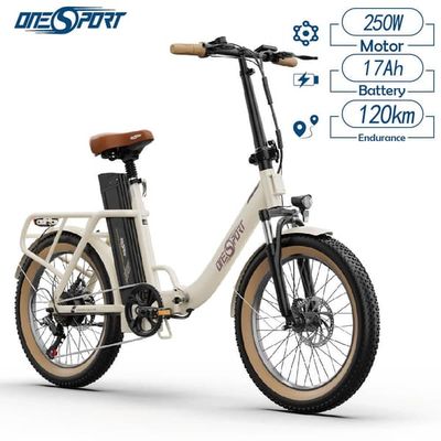 Elcykel Onesport OT16 250W motor, 17Ah batteri, maxhastighet 25km/h, 20*3" tums däck, räckvidd 120km-vit