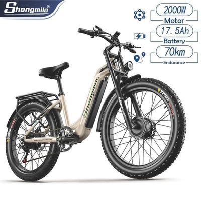 Shengmilo S700 17,5AH Batteri 1000W*2 Vuxenmotorcykel, 45 km/h, 75 km räckvidd, 26*3,0 breda däck, dubbla motorer, Samsung-batteri