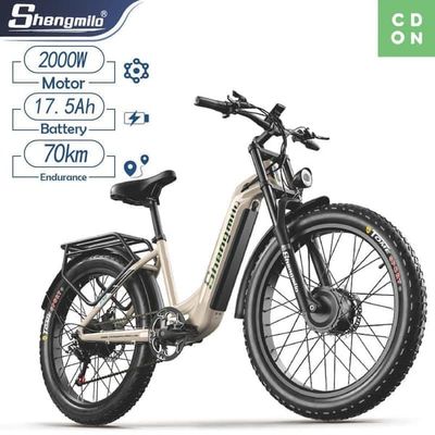 Shengmilo S700 75 km räckvidd, 26*3,0 breda däck, 17,5 AH batteri 1000W*2 motorcykel för vuxna, 45 km/h, dubbla motorer