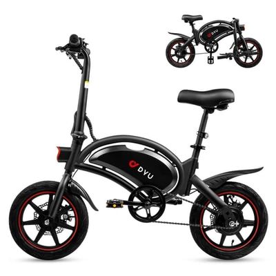 DYU D3F fällbar elektrisk cykel 14 tum, 250W motor, 10Ah batteri, topphastighet 25km/h, räckvidd 40km, främre och bakre skivbromsar,Vuxen och ungdomar