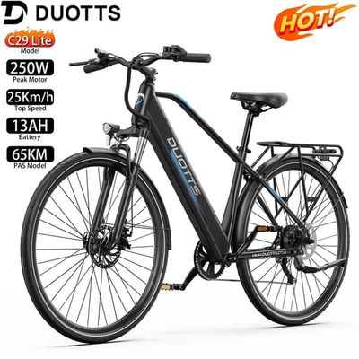 DUOTTS C29 Lite City Elcykel, 250W Motor, Max 25 KM/H, 13Ah Batteri, 65 KM Räckvidd (PAS), 7 Växlar, 700C*42C Däck