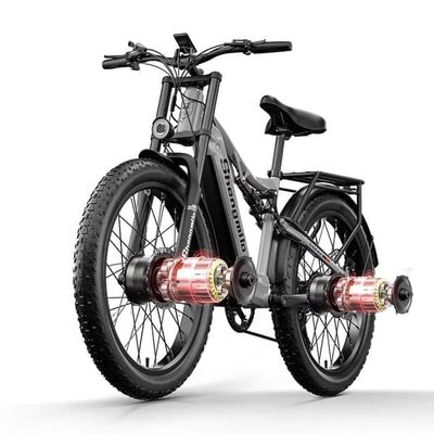Shengmilo S600 26" breda däck elcykel,2000W motor med dubbla drivenheter,48V 17,5AH löstagbart SAMSUNG-batteri,Shimano 7-växlad