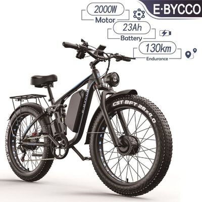 E-BYCCO EB7 Pro E-cykel 52V 23AH 2000W Dual Motor 26 * 4,0 tums fet däck elektrisk cykel terräng hydraulisk broms elektrisk cykel