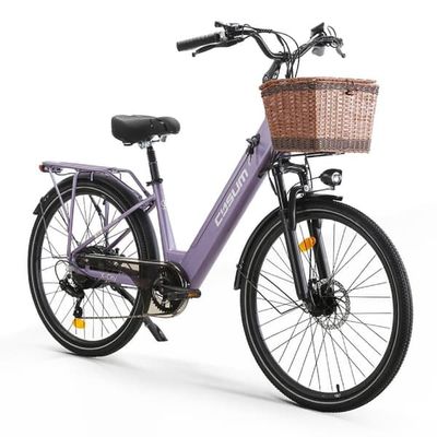 Cysum X-city Elcykel 48V 10,4Ah Batteri 250W Elcykel 26’’ Landsvägsdäck Utomhus Elcykel med dragkrok - lila
