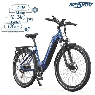 ONESPORT OT05 elektrisk cykel 27,5 * 2,25 tums däck 36V 18,2Ah batteri 250W motor 7 växlar e-cykel - Djupblå