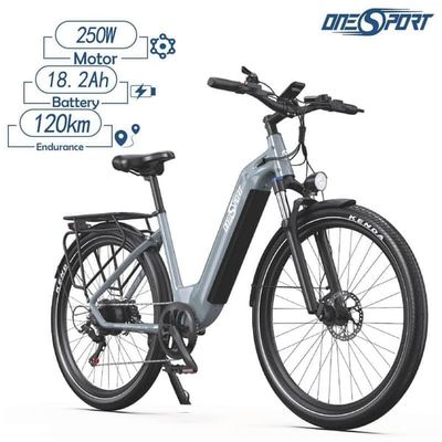 ONESPORT OT05 elektrisk cykel 36V 18.2Ah batteri 27.5 * 2.25 tums däck 7 hastigheter 250W motor elcykel -grå