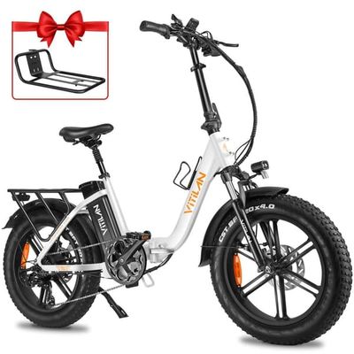 Vitilan-U7 2.0 Vikbar elektrisk cykel 750W, 20 "* 4" däck, 48V 20Ah Samsung batteri, räckvidd 55-65 miles, LED LCD-skärm, Shimano 7-växlad
