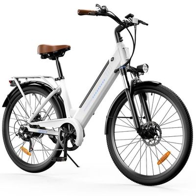 Den NYA iScooter Ucities 250W Mountain Bike 2026 använder ett 36V 13Ah-batteri och har en topphastighet på 35 km/h.