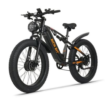 RICH BIT C01 48V 18Ah litiumbatteri 3000W dubbelmotorig elcykel 26" tjockt däck 150Nm maximalt vridmoment 20A avtagbart fullfjädrad berg