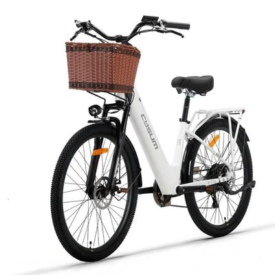 Cysum X-city Elcykel 250W 48V 10,4Ah Batteri Elcykel 26’’ Landsvägsdäck Utomhus Elcykel med dragkrok - vit